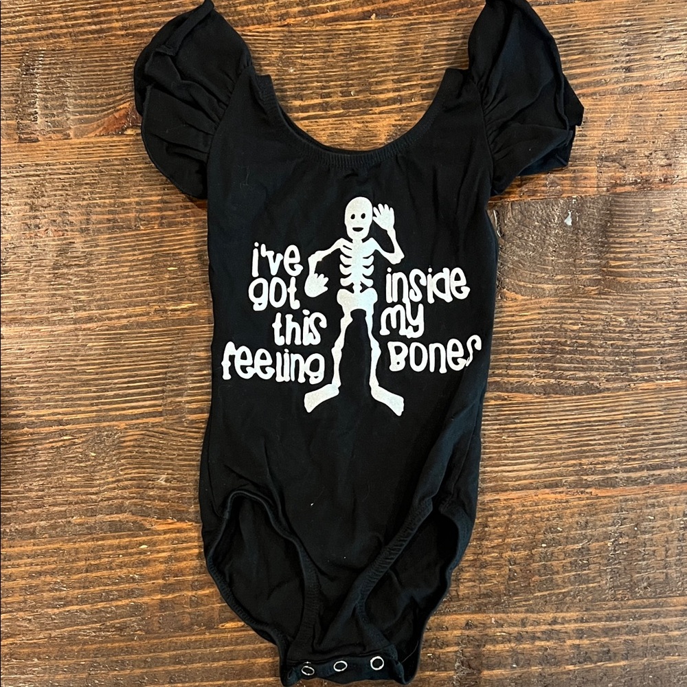 Black Skeleton Print Kids Bodysuit